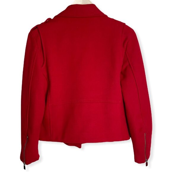 ANINE BING Red Moto Jacket Women's Size M Zip Front Biker Coat - Picture 6 of 9